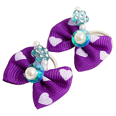 Бантик (пара) фиолетовый с сердечками